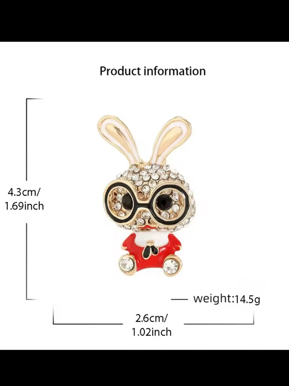 New! Anthropologie Gold-Tone Bunny Brooch with Red Enamel and Clear Crystals